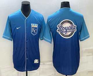 Men%27s Kansas City Royals Big Logo Nike Blue Fade Stitched Jersey->kansas city royals->MLB Jersey